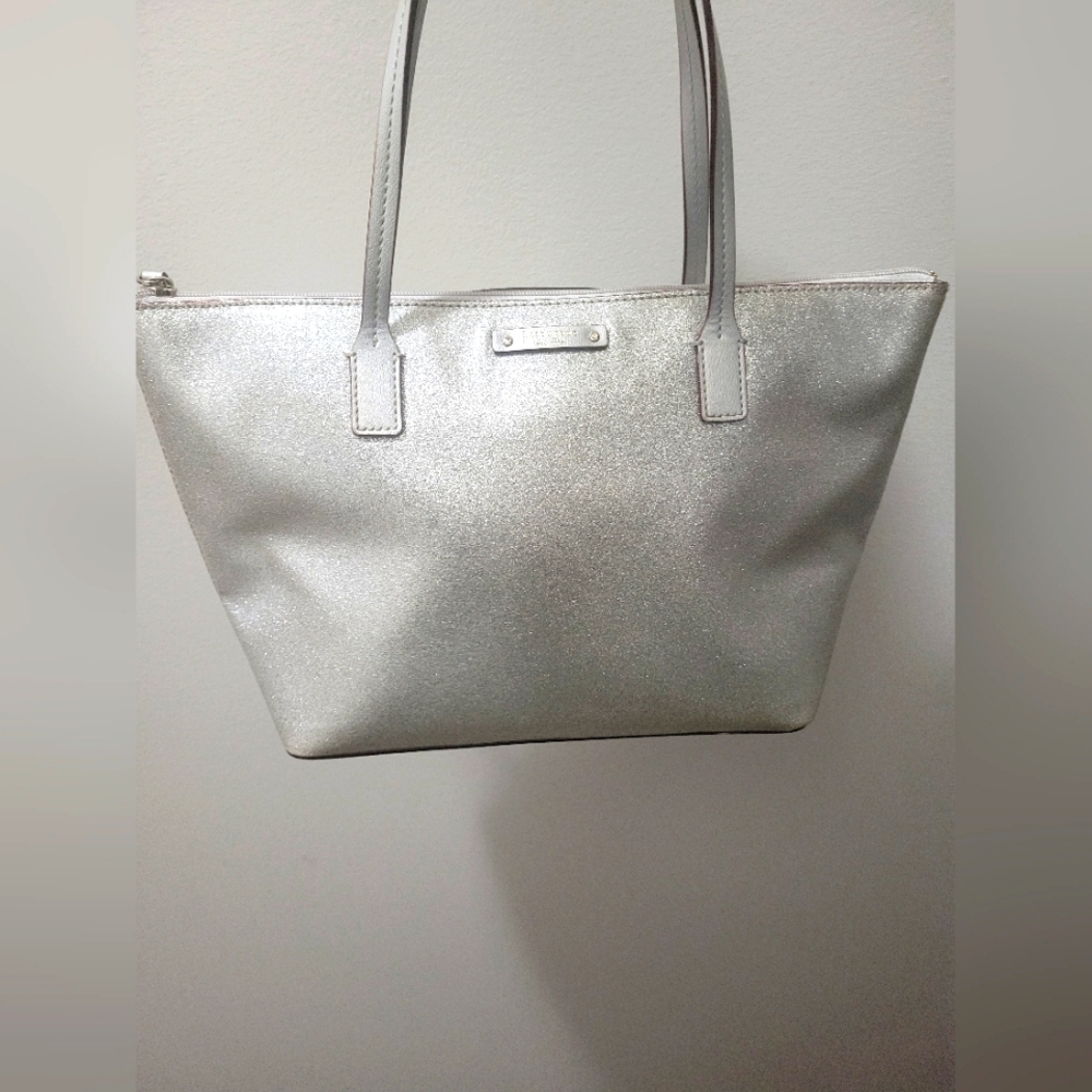 Kate Spade Shimmer Silver Small Tote Bag
